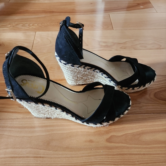 Sam Edelman Circus black Espadrille Sandals with ankle strap. - Picture 3 of 6